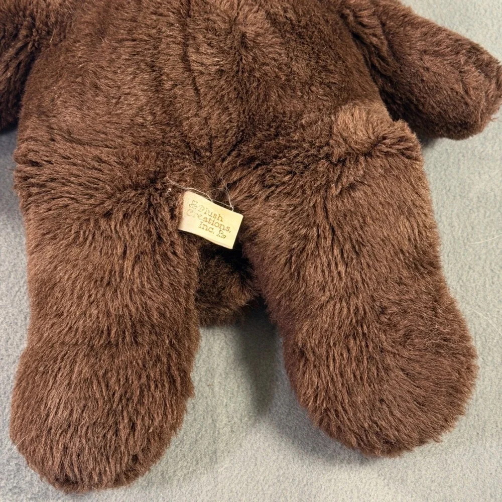 Vintage 1993 Plush‎ Creations Inc Brown Teddy Bear Pink Bow Stuffed Animal 90s